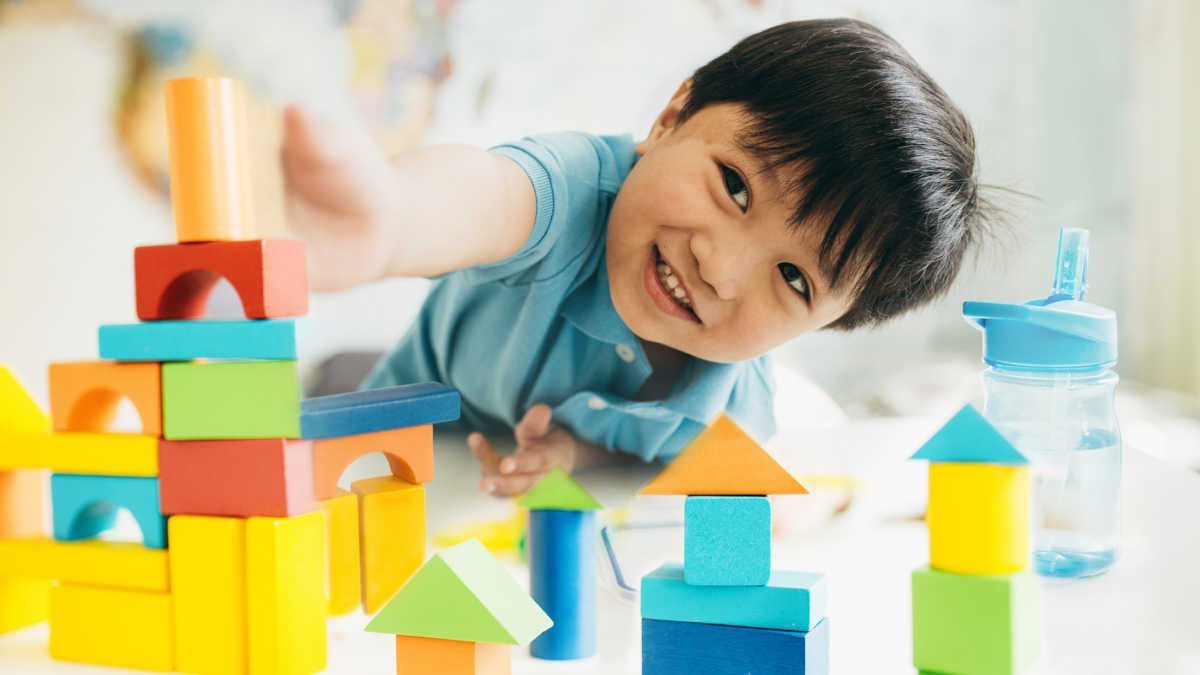 child with blocks