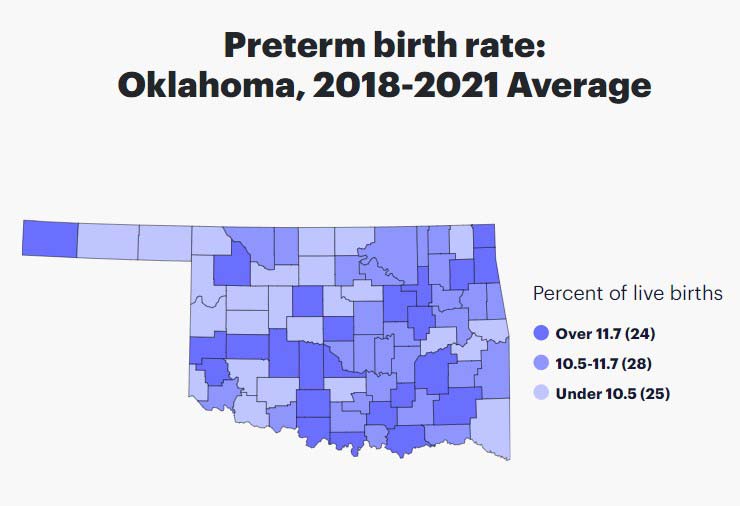 preterm birth rates for oklahoma